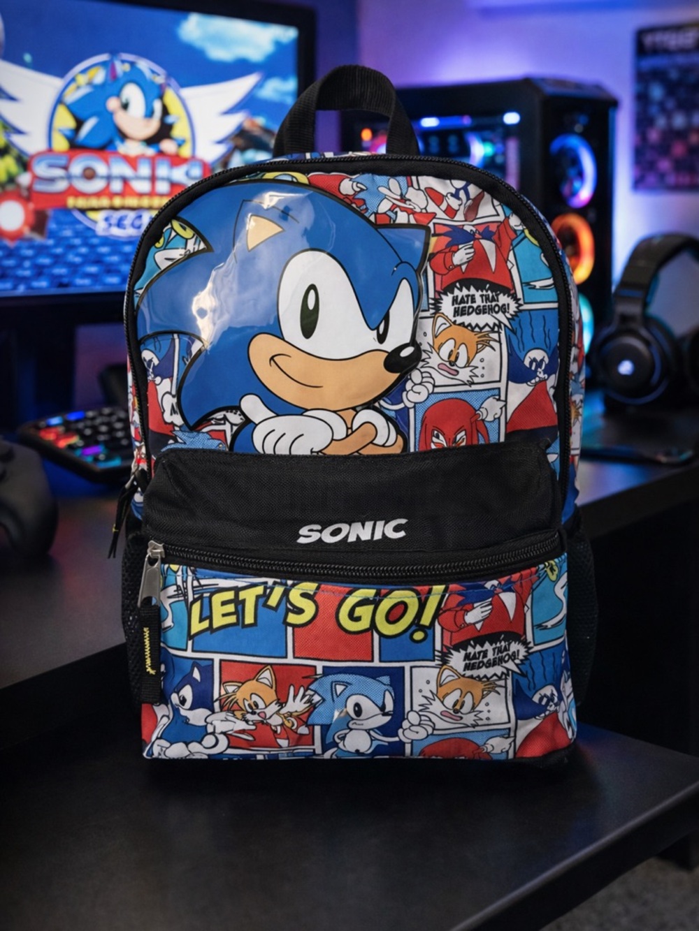 Sonic The Hedgehog Comic Print Mini Backpack | Kids Travel School Bag